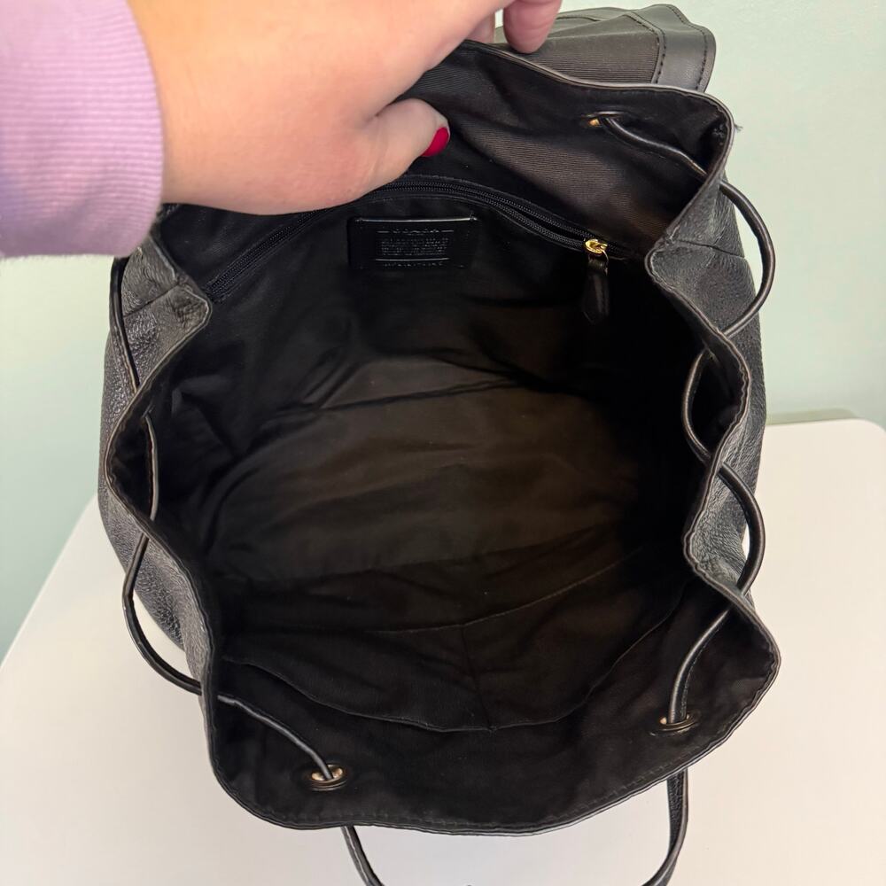 Coach Pennie Backpack Black 6145 Pebbled Leather Luxury Dark Academia Minimalist - Picture 12 of 13